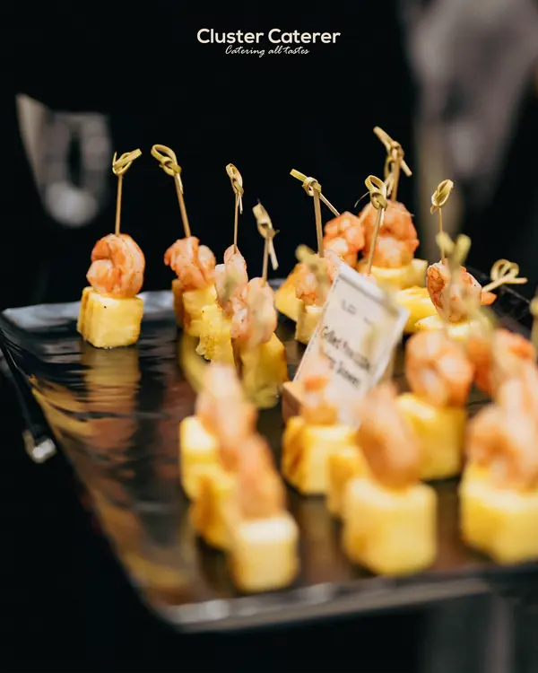 Social: shrimp and pineapple skewers
