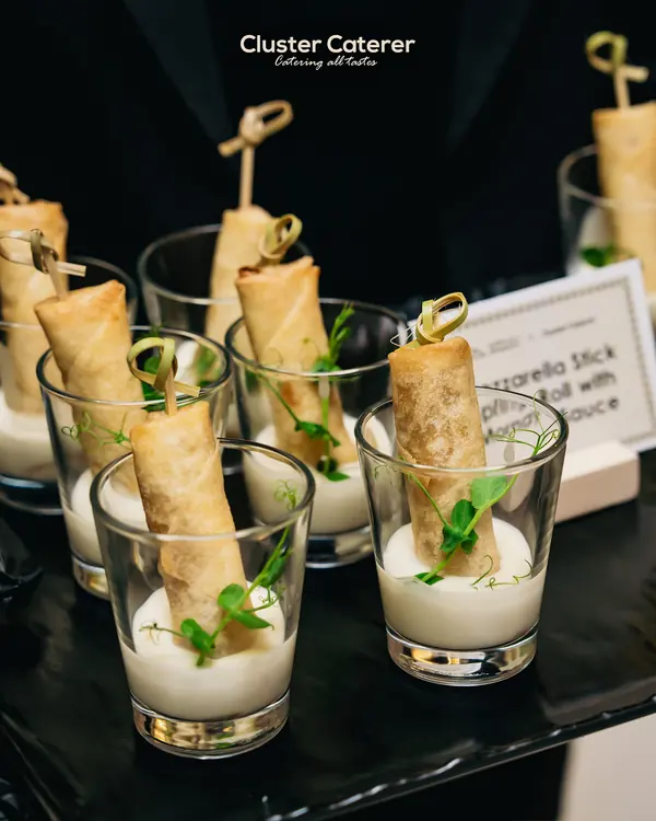 Event photography: mozzarella spring rolls