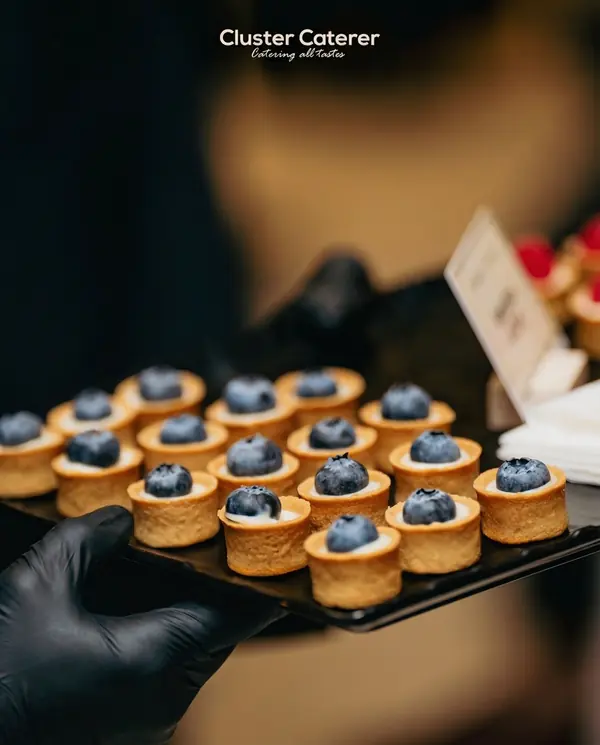 Event photography: blueberry tartlets