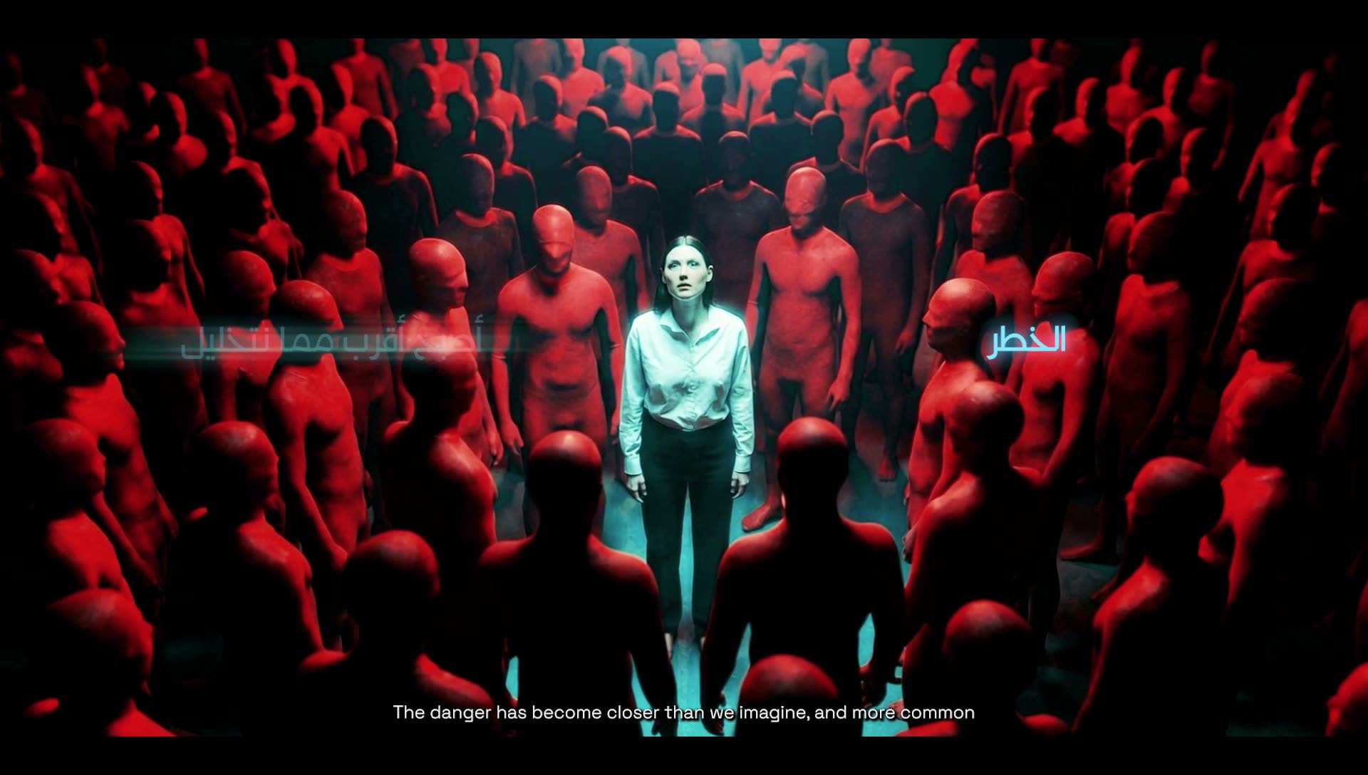 Red figures in grid